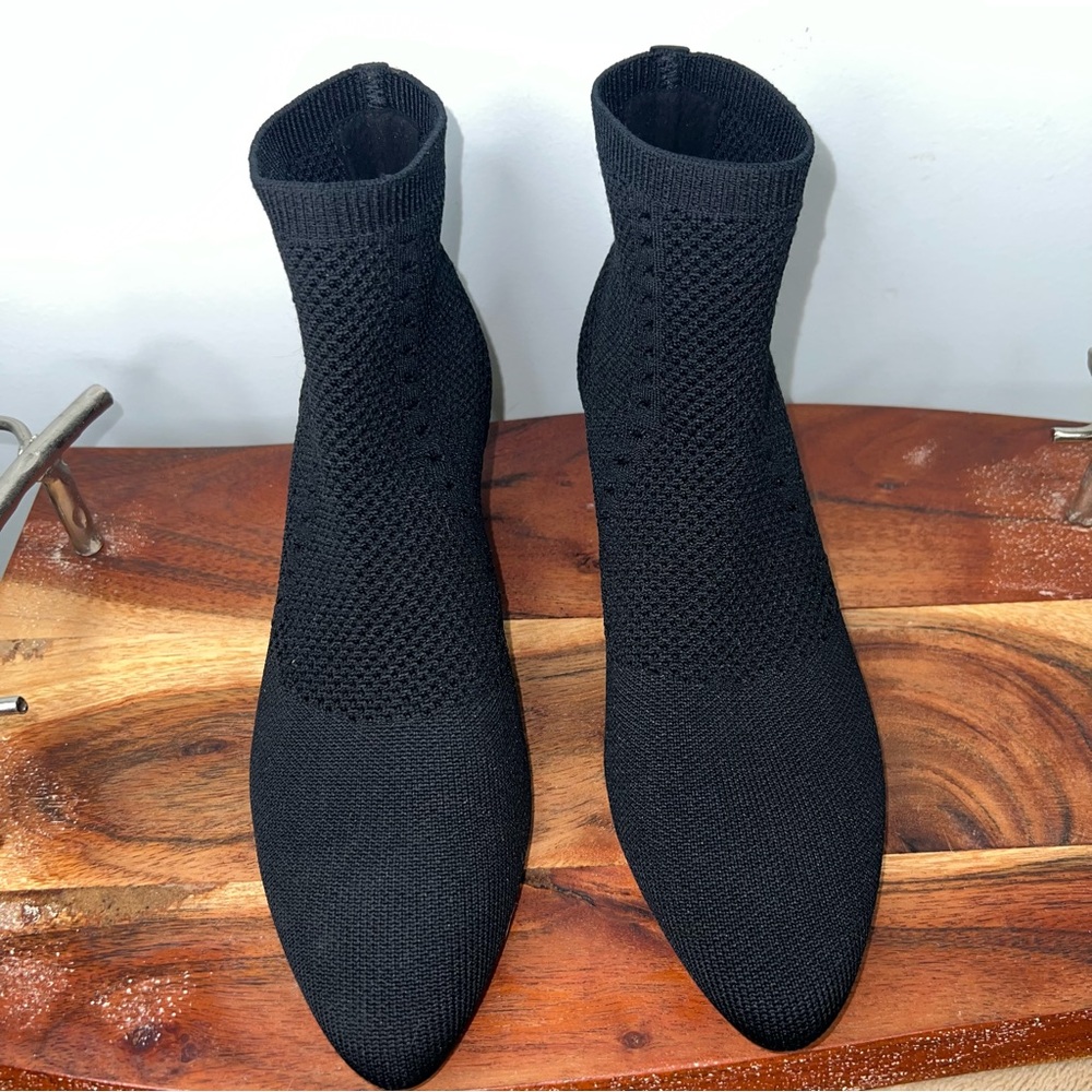 Elegant Black Knit Ankle Booties